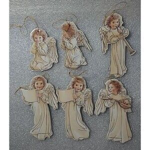 6 Angel Ornaments B. Shackman & Co. Victorian Cherubs Die Cut Christmas 1989